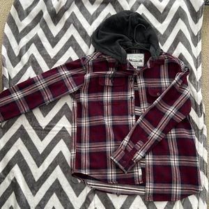 AE Cozy Cabin Hooded Flannel Burgundy